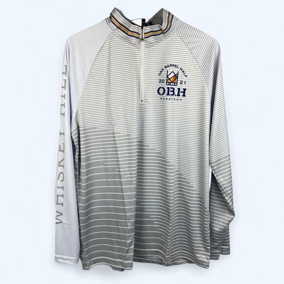 Oak Barrel Half Marathon 2021 1/2 Zip Lightweight Pullover White Light Gray Lg - Picture 1 of 5